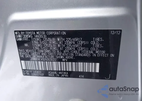 2013 Toyota Rav4 Le from USA, damaged, VIN JTMBFREV0D5003022